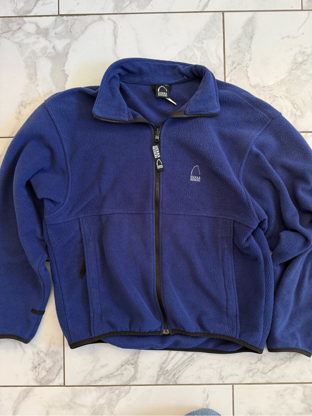 Vintage Sierra Designs 90’s Fleece Full Zip Outdoor Boxy Sweater Royal Blue